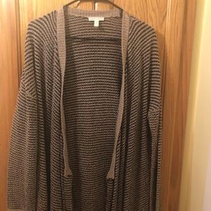 Eileen Fisher Brown with Black Stripes Cardigan